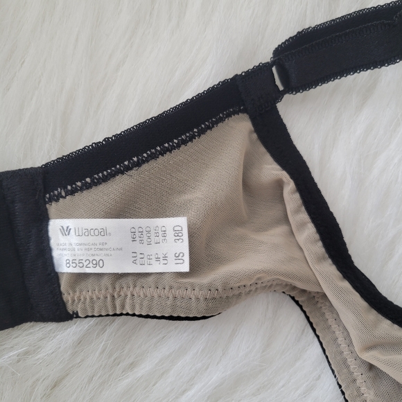 Wacoal Lace Uplifting Bra 38D EUC Black Underwire Back Smoother - Picture 9 of 9